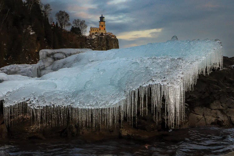 The Lighthouse And The Ice Cascade by Brian Bielke wall art