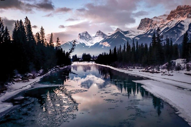 Frozen Reflections Of The Canadian Rockies