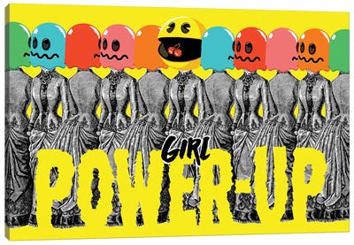 Girl Power-Up Canvas Art Print - Game Room Art