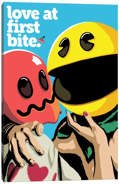 Love At First Bite Canvas Art Print - Pac-Man