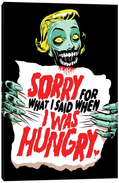 Sorry Zombie Canvas Art Print - Horror TV Show Art