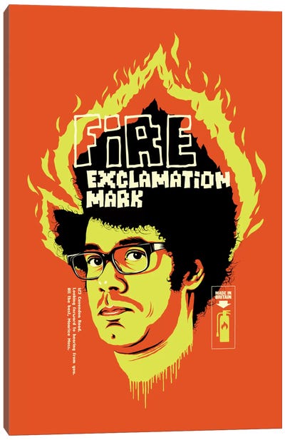 Fire Exclamation Mark Canvas Art Print - Sitcoms & Comedy TV Show Art