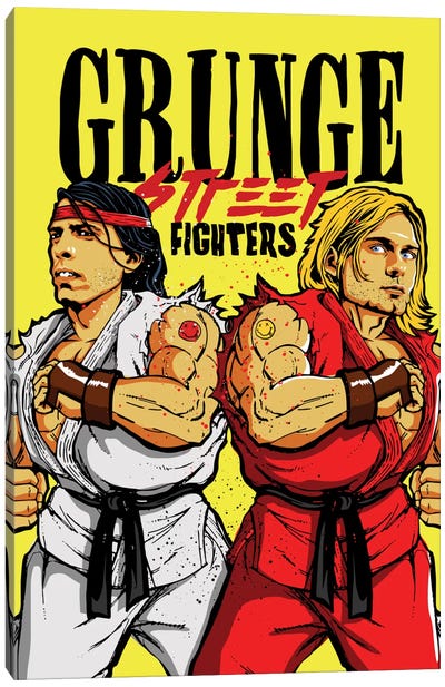 Grunge Street Fighters Canvas Art Print - Kurt Cobain