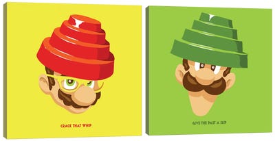 Are We Not Plumbers Diptych Canvas Art Print - Super Mario Bros