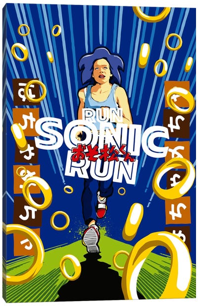 Sonic Run Canvas Art Print - Cartoon & Animated TV Show Art