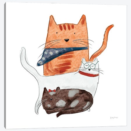 Playful Pets Cats II Canvas Print #BCK101} by Becky Thorns Canvas Wall Art
