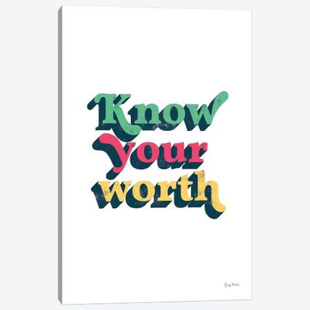 Rainbow Know Your Worth Bold Canvas Print #BCK106} by Becky Thorns Canvas Art Print