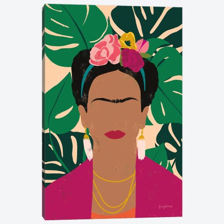 Frida Kahlo I Palms Canvas Print #BCK126} by Becky Thorns Art Print