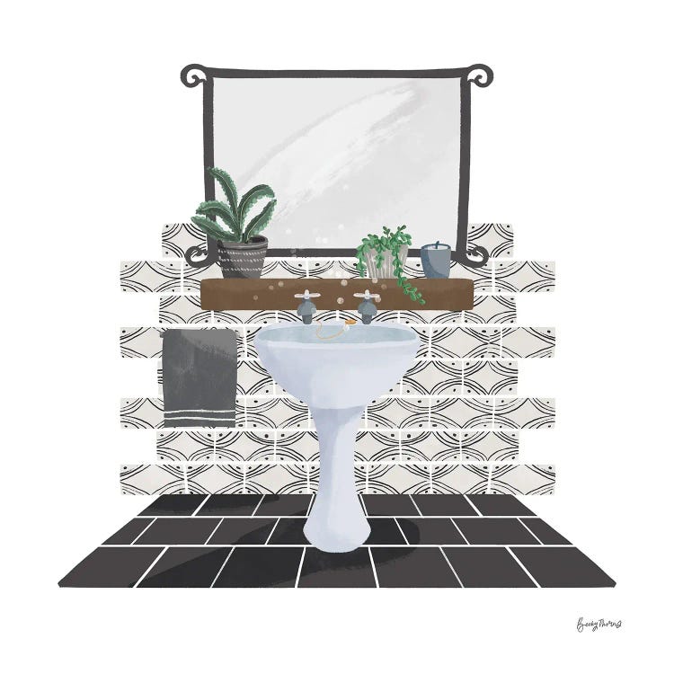 Relaxing Bathroom I Dark by Becky Thorns wall art