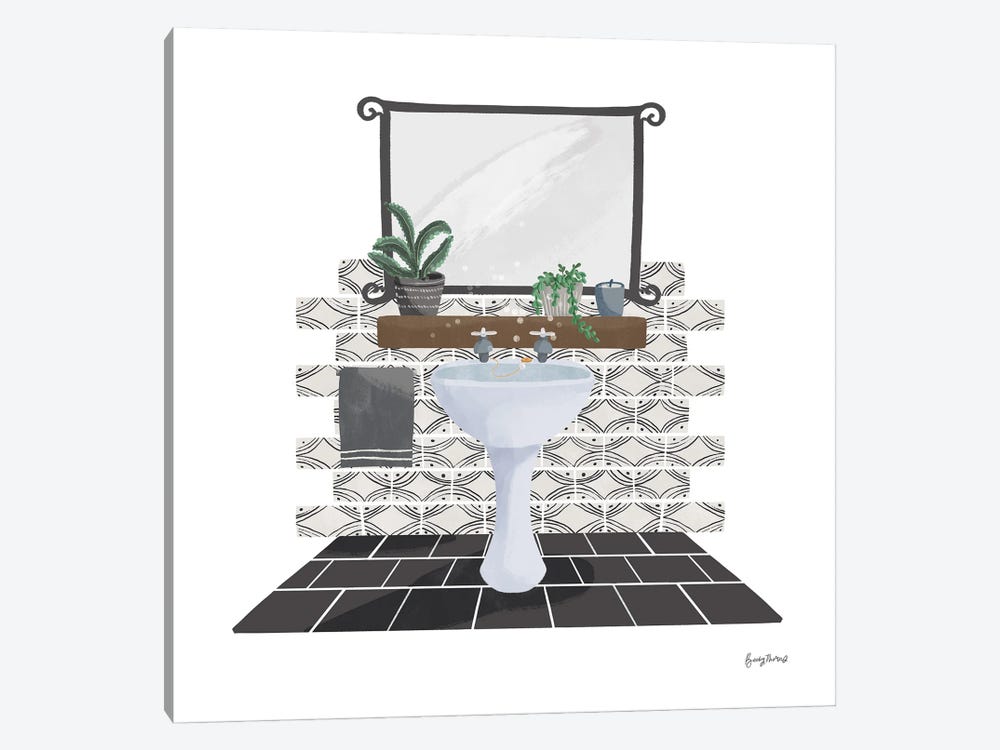 Relaxing Bathroom I Dark by Becky Thorns 1-piece Canvas Print
