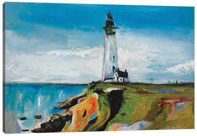 Lighthouse On A Cliff Canvas Art Print - Lighthouse Art