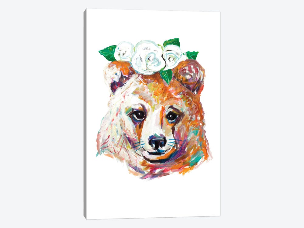 Bear with Flower Crown by Andy Beauchamp 1-piece Canvas Print