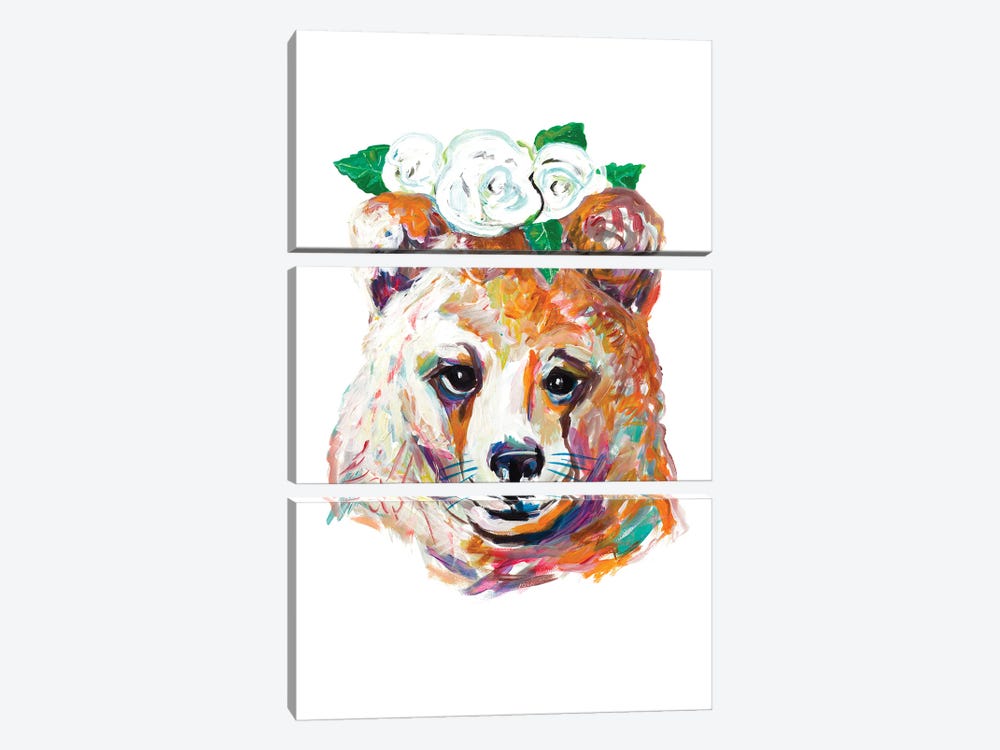Bear with Flower Crown by Andy Beauchamp 3-piece Art Print