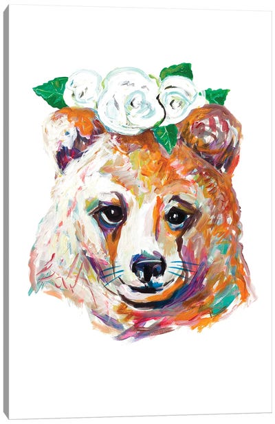 Bear with Flower Crown Canvas Art Print
