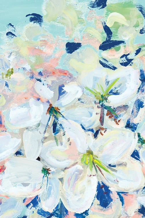 White Orchids On Blue