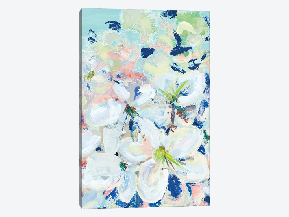 White Orchids On Blue by Andy Beauchamp 1-piece Canvas Art Print