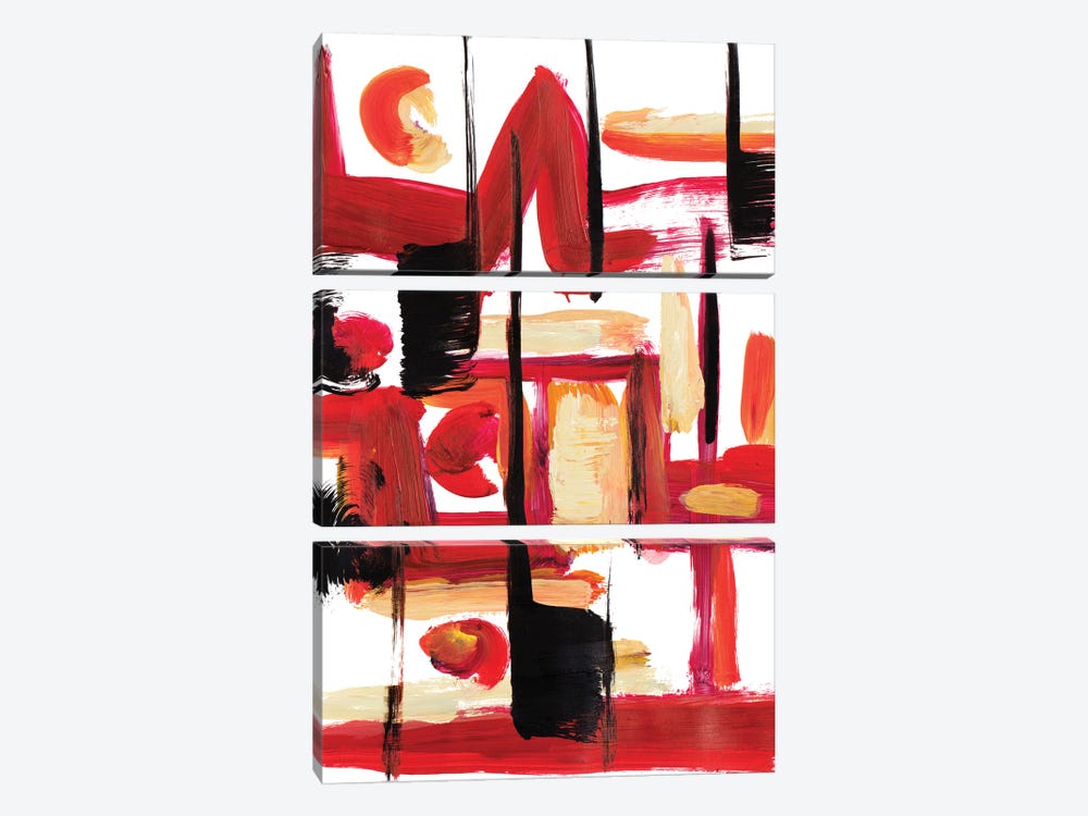 A Vision In Red Abstract by Andy Beauchamp 3-piece Canvas Artwork