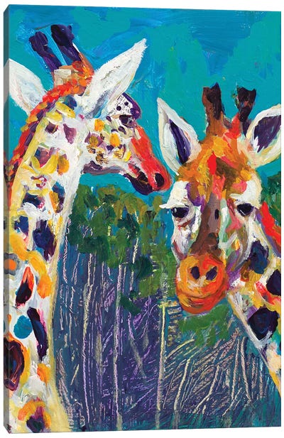 Colorful Giraffes Canvas Art Print - Giraffe Art