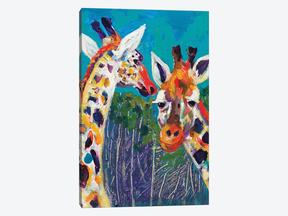 Colorful Giraffes by Andy Beauchamp 1-piece Canvas Art Print