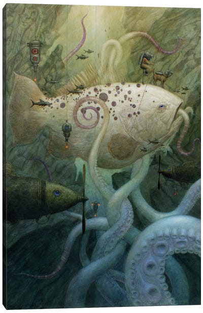 Fishwalkers Canvas Art Print - Octopus Art
