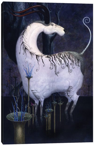 The Horned White Canvas Art Print - Goat Art