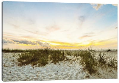 Sunset Beach Canvas Art Print - Coastal Sand Dune Art