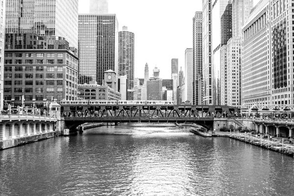 Bill Carson Photography: BW Chicago River View by Bill Carson Photography