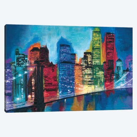 Abstract NYC Skyline at Night Canvas Print #BCR3} by Brian Carter Canvas Art