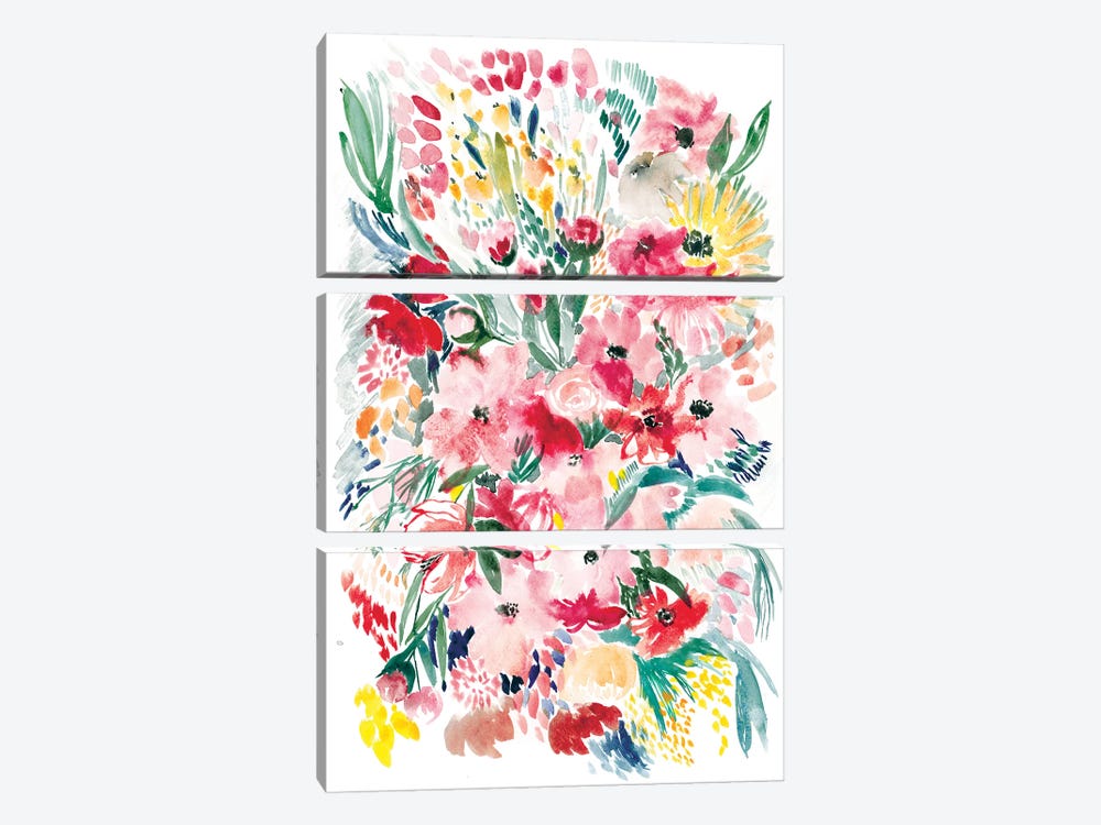 Floral Field I by Albina Bratcheva 3-piece Canvas Print