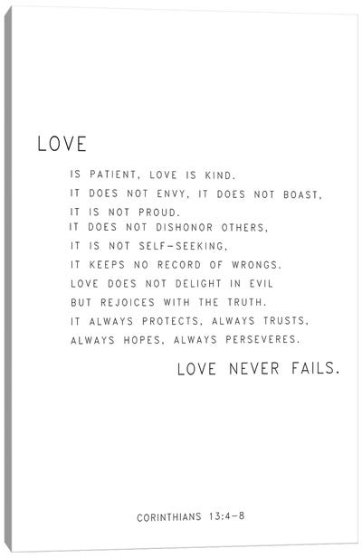 Love is Patient… Canvas Art Print - White Art
