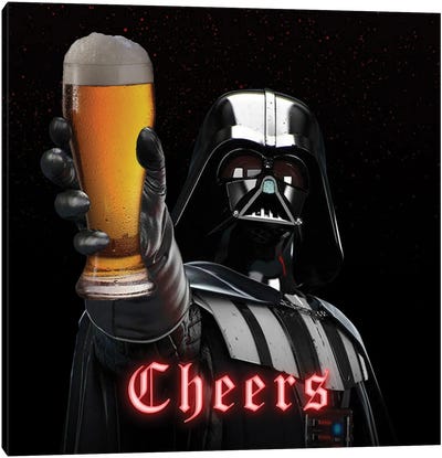 Darth Vader Cheers Canvas Art Print - Beer Art