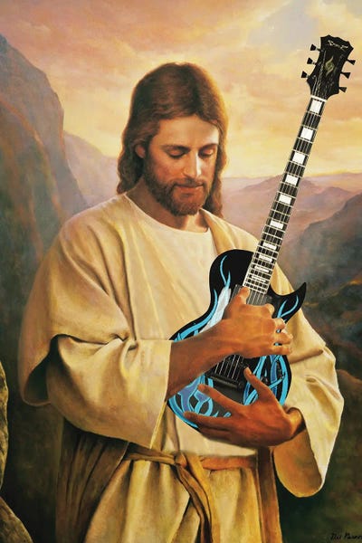 Jesus Playing Guitar Canvas Artwork By Bekir Ceylan | ICanvas