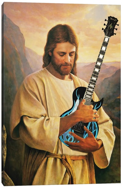 Jesus Playing Guitar Canvas Art Print - Historical Fashion Art