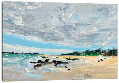 Cloudy Day Mystery Bay Canvas Art Print - Contemporary Coastal