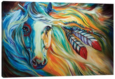 Breaking Dawn Indian War Horse Canvas Art Print - 3-Piece Animal Art