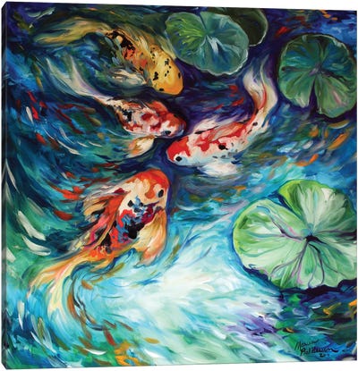 Dancing Colors Koi Canvas Art Print - Sea Life Art