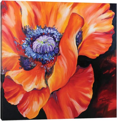 Heart Of A Red Poppy Canvas Art Print - Similar to Georgia O'Keeffe