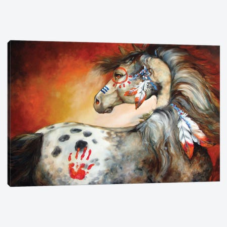 4 Feathers Indian War Pony Canvas Print #BDN3} by Marcia Baldwin Canvas Art