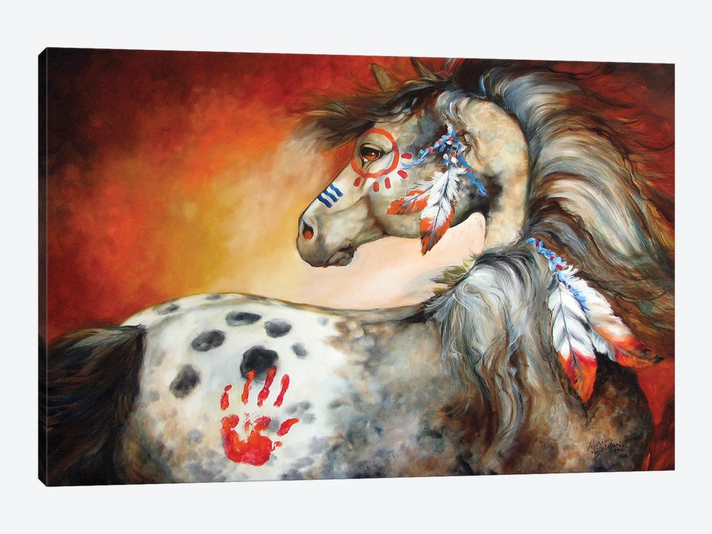 4 Feathers Indian War Pony by Marcia Baldwin 1-piece Canvas Art Print