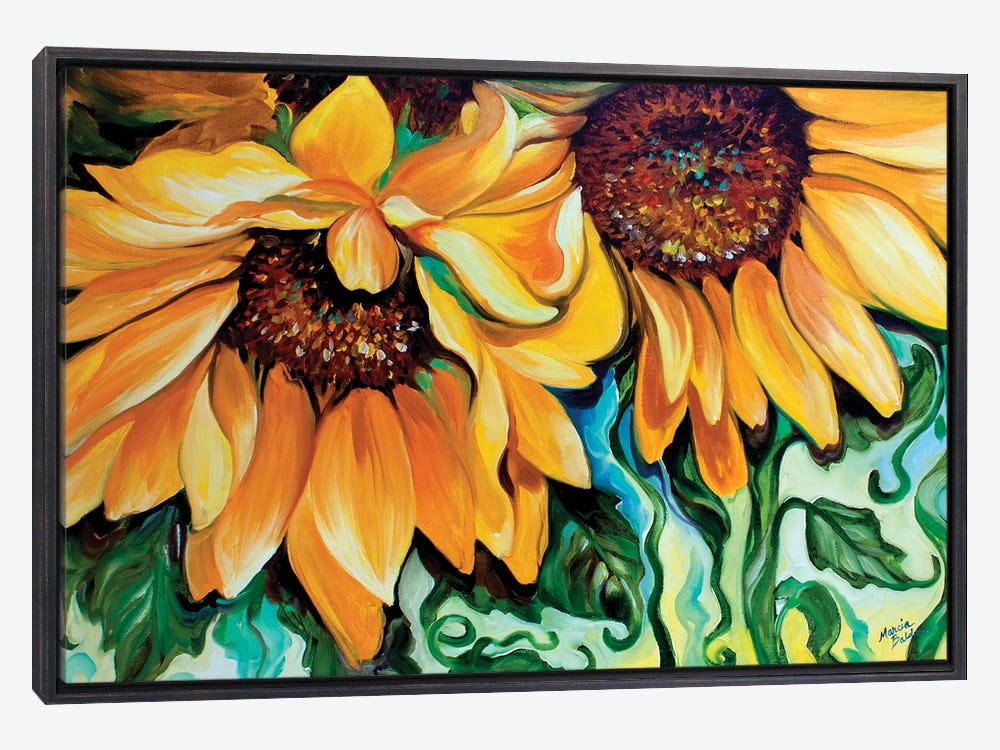 Sunflowers and Bees Original Painting on Canvas 12x12 – Daisy Vibe