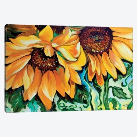 Sunflower Dance Canvas Print #BDN56} by Marcia Baldwin Canvas Wall Art