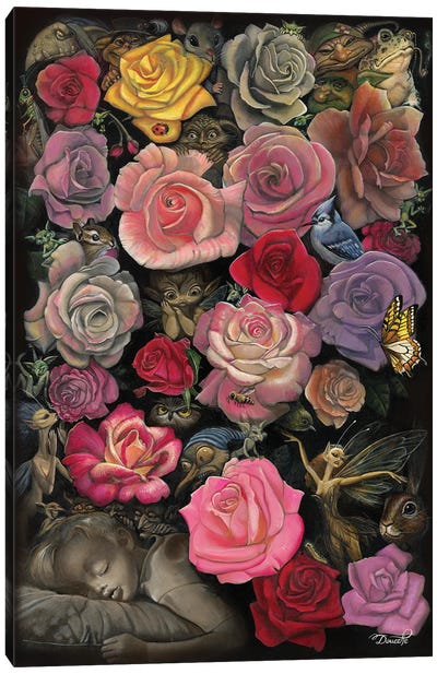 Night Garden Canvas Art Print - Rose Art