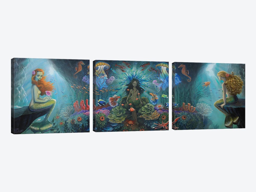 Salacia And The Oceanids by Bob Doucette 3-piece Canvas Art