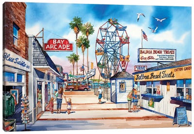 Balboa Fun Zone Canvas Art Print - Amusement Park Art