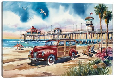 H B Woodie Canvas Art Print - Surfing Art