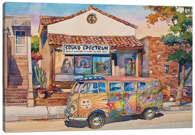 The Love Bus Canvas Art Print - Cactus Art