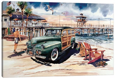 Woodie In Paradise Canvas Art Print - American Flag Art