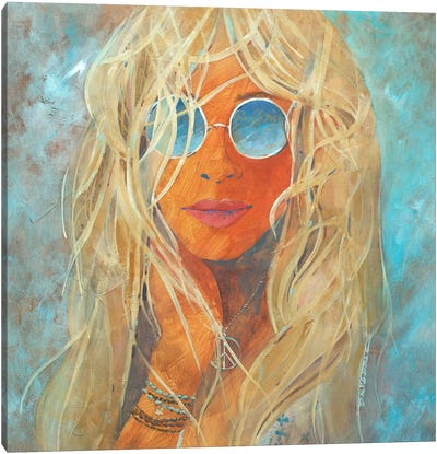 Blonde Hippie Girl Canvas Art Print - '70s Aesthetic