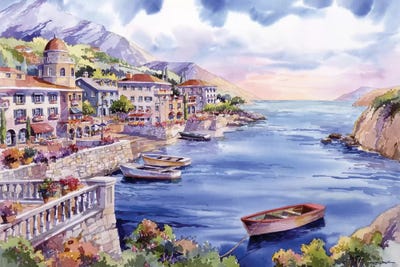 Italian Harbor by Bill Drysdale framed canvas print