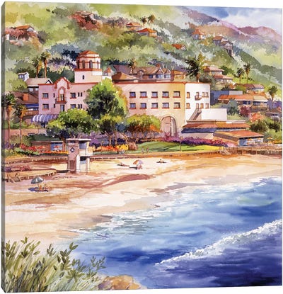 Laguna Main Beach Canvas Art Print - Coastal Village & Town Art